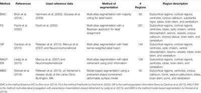 Differences Between MR Brain Region Segmentation Methods: Impact on Single-Subject Analysis